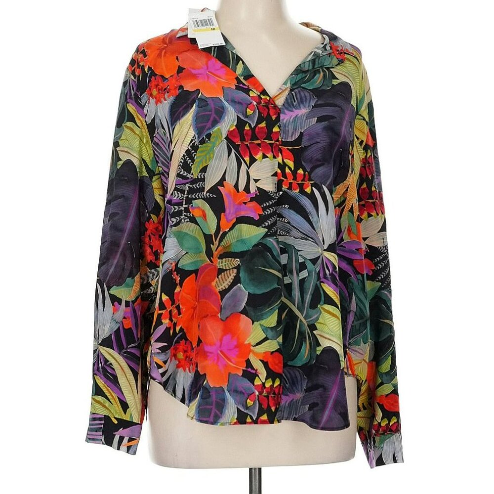 Johnny Was Silk Amelia Collar Shirt Blouse